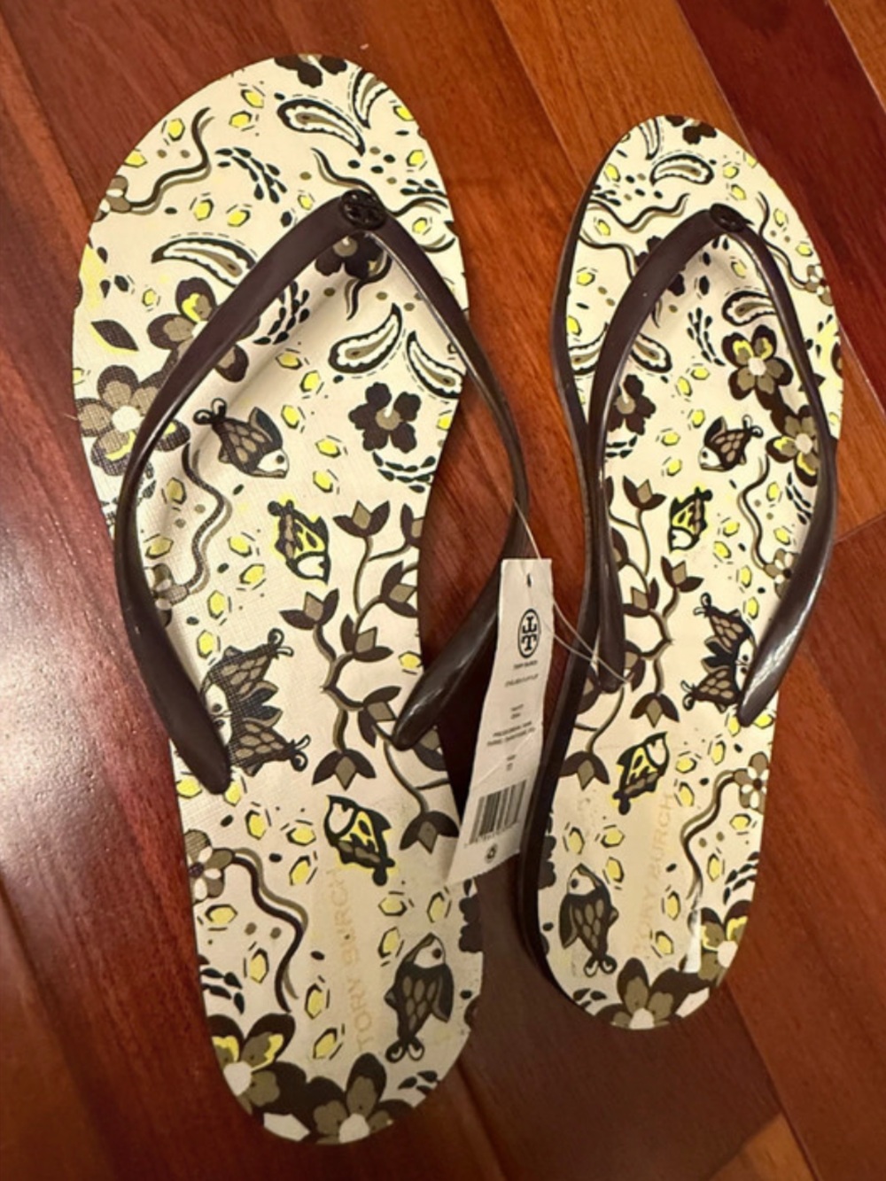 NEW Tory Burch Pisces Fish Brown Dream Logo Flip Flop Thong Sandal Sz 11 US/ 41